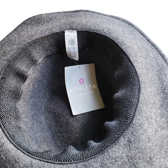 Athleta Gray Felted Wool Cowgirl Hat NWT Boho Gorpcore Western Fringe Minimalist - Picture 10 of 11